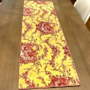Custom made cotton toile table runner.